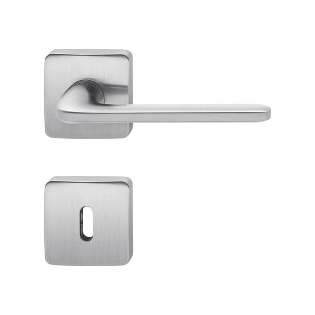 Roboquattro S - Klamki z mosiądzu z kwadratowym szyldem, chrom mat