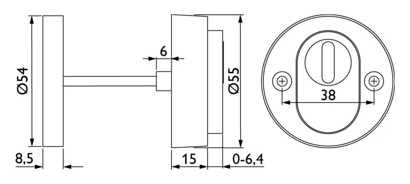 Komplet rozet z ochroną wkładki 2038 KS/ES1 ze stali szlachetnej, ppoż – miniatura 2