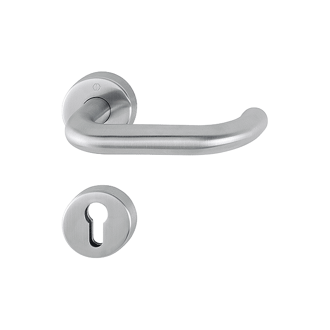 Paris FS - Komplet klamek drzwiowych ppoż, Sertos, okrągły szyld, stal nierdzewna F69