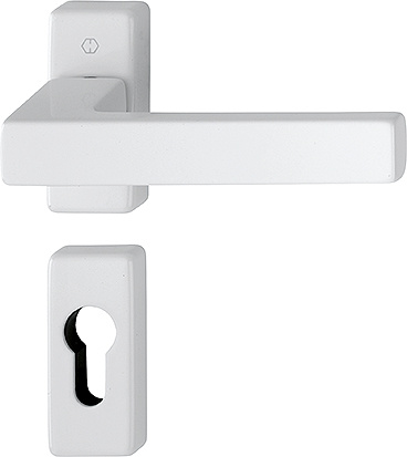 Toulon - Komplet klamek z aluminium na krótkim szyldzie, kolor biały