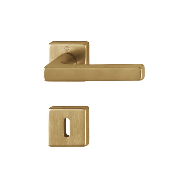 Dallas - Klamki z mosiądzu z kwadratowym szyldem, mosiądz satynowy F78-1 Resista