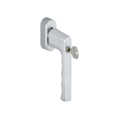 Hamburg SecuForte - Klamka okienna z kluczykiem, kolor srebrny