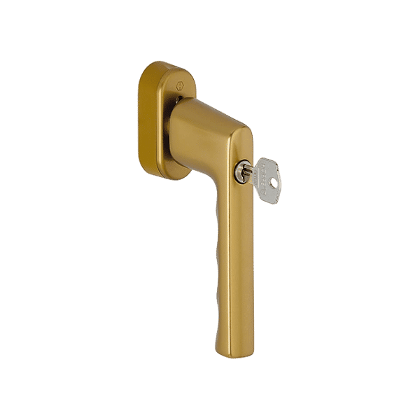 Hamburg SecuForte - Klamka okienna z kluczykiem, kolor starego złota F4