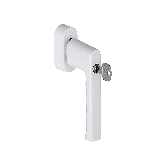 Hamburg SecuForte - Klamka okienna z kluczykiem, kolor biały