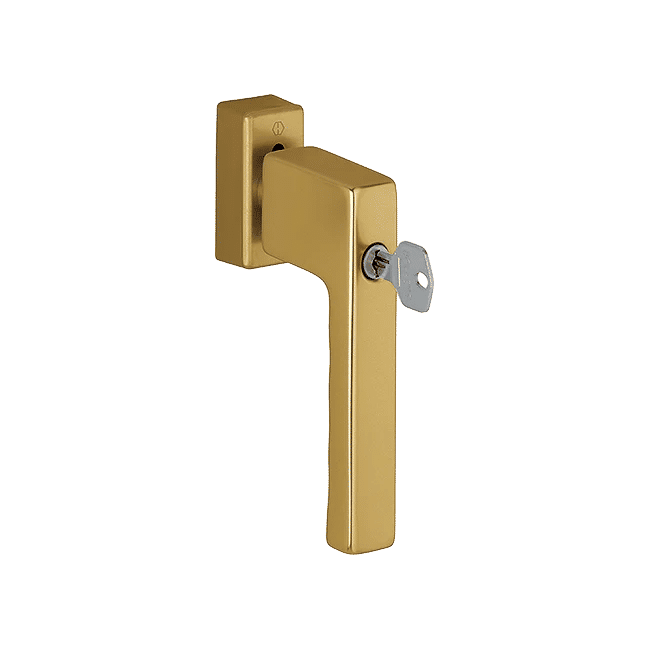 Toulon SecuForte - Klamka okienna zamykana kluczykiem, kolor stare złoto