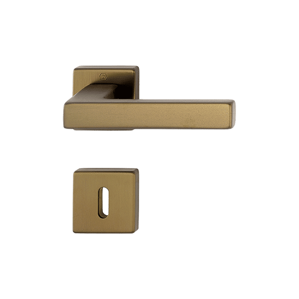 Austin - Klamki z kwadratowym szyldem, średni brąz mat F33-1