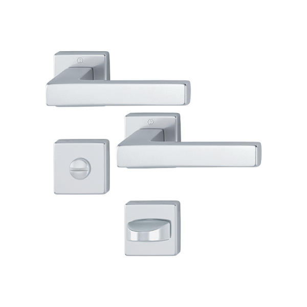 Austin - Klamki z kwadratowym szyldem do WC, kolor srebrny F1