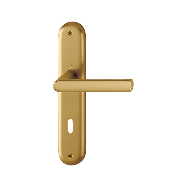 Hamburg - Komplet klamek na długim szyldzie, kolor stare złoto F4