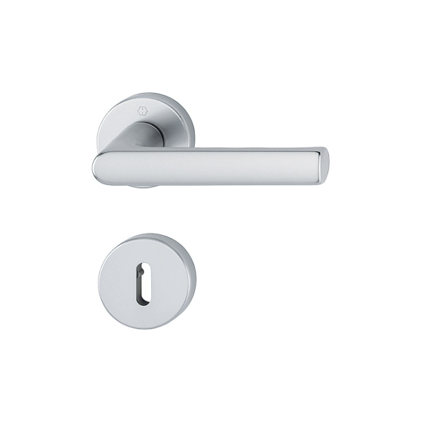 Hamburg - Door Handles with Round Rosette, Color Natural Aluminium
