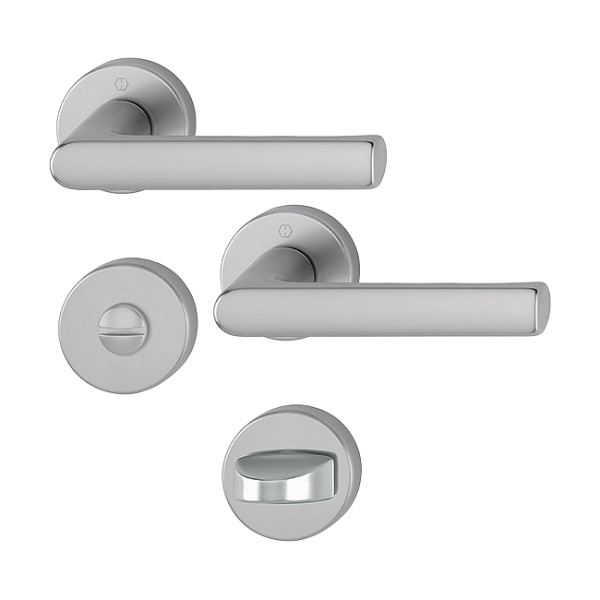 Hamburg - Klamki z okrągłym szyldem do WC, kolor stalowy F9