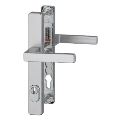 Austin - Komplet klamek na szyldzie 36 mm, z ochroną wkładki, kolor stalowy