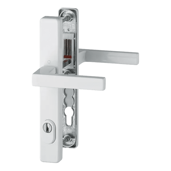 Austin - Komplet klamek na szyldzie 36 mm, z ochroną wkładki, biały