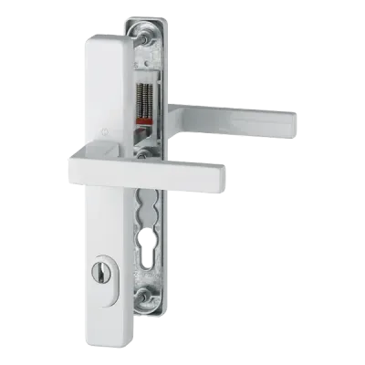 Austin - Handle Set on Narrow Plate 36 mm with Cylinder Protection, White