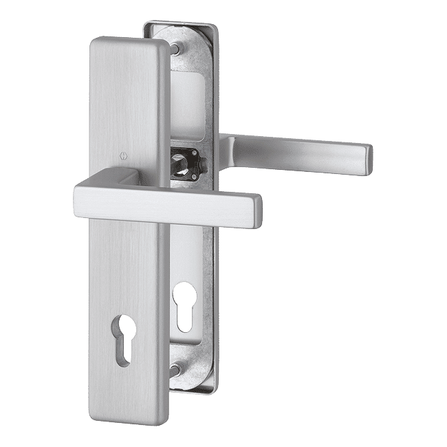 Komplet klamek Austin do drzwi zewnętrznych, imitacja stali szlachetnej F31-1