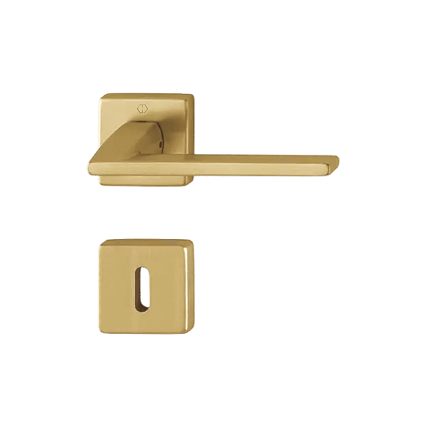 Bergamo - Door Handles with Square Rosette in Brass, Gold F78-1 Resista