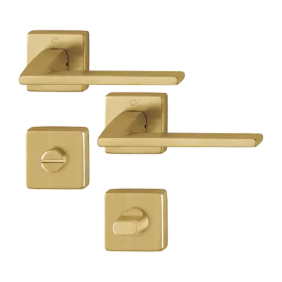 Bergamo - Klamki z kwadratowym szyldem do WC z mosiądzu, złoty F78-1 Resista