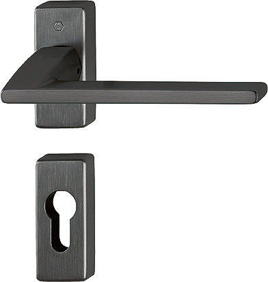 Bergamo - Komplet klamek z mosiądzu do drzwi profilowych kolor czarny F96-1-R  Resista