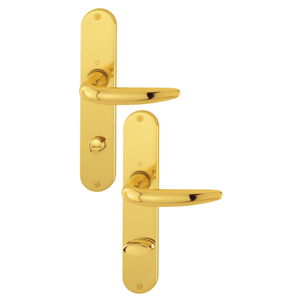 Atlanta - Komplet klamek mosiężnych, WC, złoty polerowany F71