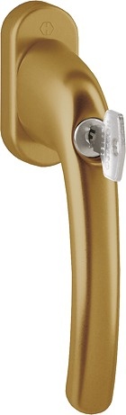 Tokyo Secu100 - Klamka okienna z kluczykiem, kolor stare złoto F4