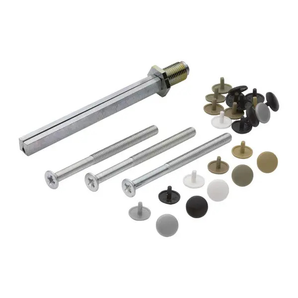Zestaw mocujący do okuć ochronnych, gałko-klamek, z dzielonym trzpieniem oraz widocznym mocowaniem