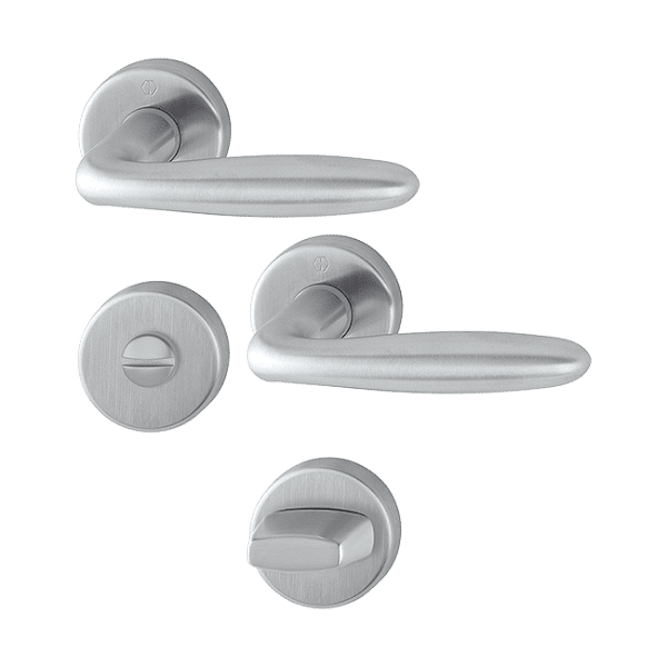 Verona - Klamka drzwiowa WC na szyldzie okrągłym ze stali nierdzewnej F69