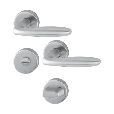 Verona - Klamka drzwiowa WC na szyldzie okrągłym ze stali nierdzewnej F69