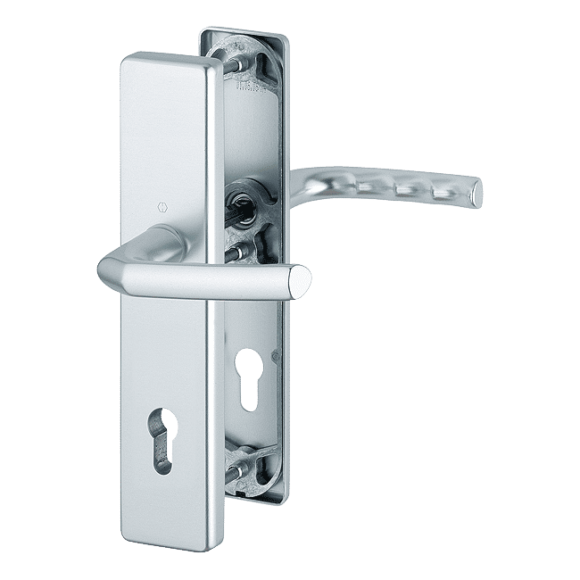 Klamka-klamka Birmingham długi szyld, kolor srebrny