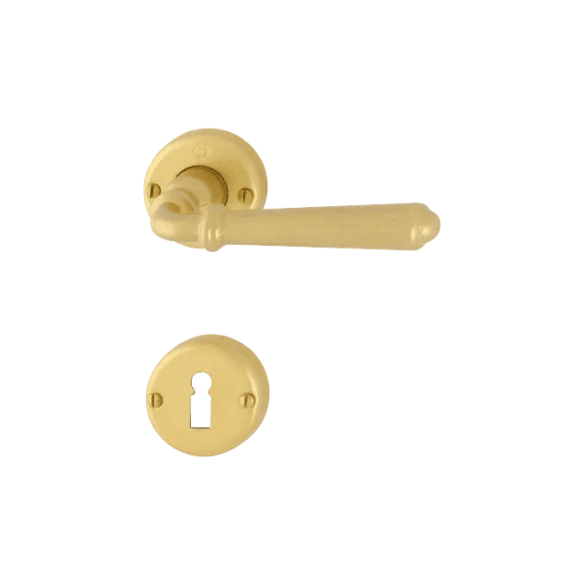 Elba - Komplet klamek drzwiowych z mosiądzu w stylu "stary dwór", kolor złoty F54