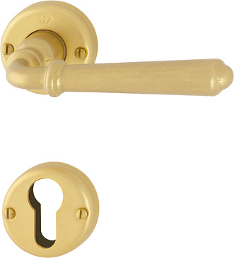 Elba - Komplet klamek drzwiowych z mosiądzu w stylu "stary dwór", kolor złoty F54