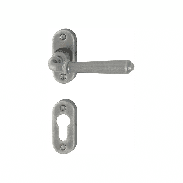 Elba - Komplet klamek z mosiądzu w stylu "stary dwór", kolor srebrny antiqua F56