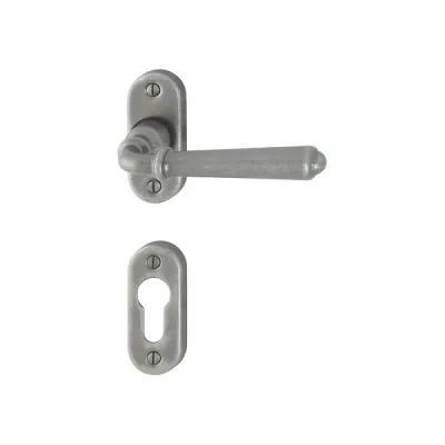 Elba - Komplet klamek z mosiądzu w stylu "stary dwór", kolor srebrny antiqua F56