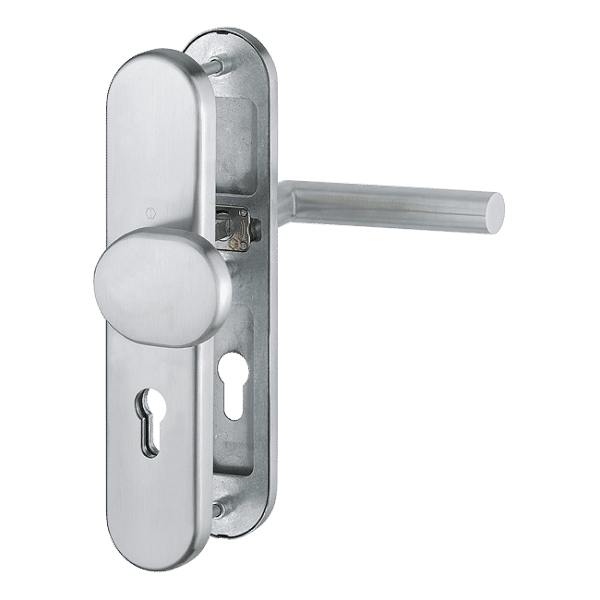 Komplet pochwyt-klamka Amsterdam do drzwi zewnętrznych ze stali szlachetnej