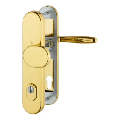 HOPPE Verona Brass Pull Handle with Cylinder Protection, Glossy Gold F77 Resista