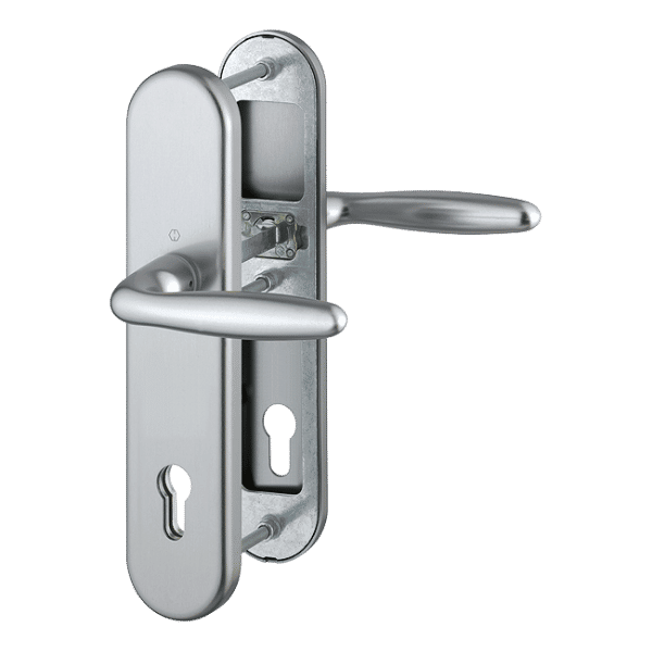 HOPPE Verona Door Handle Set for External Doors in Steel Color