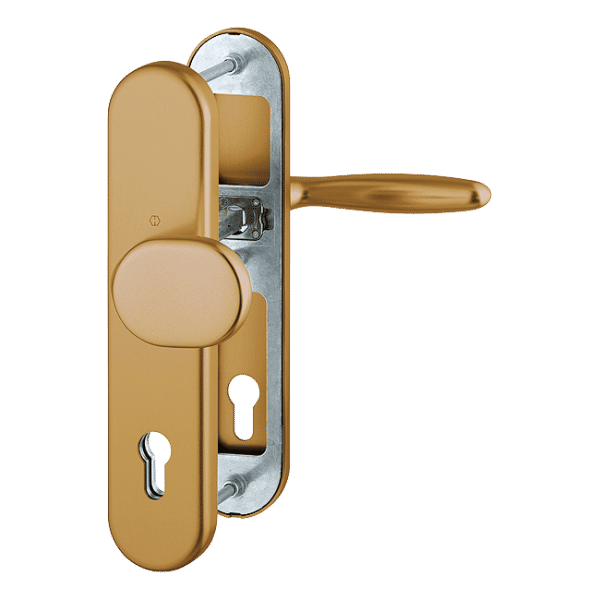 Pochwyt-klamka Verona do drzwi zewnętrznych w kolorze starego złota