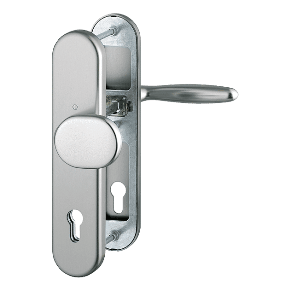 Pochwyt-klamka Verona do drzwi zewnętrznych w kolorze stalowym