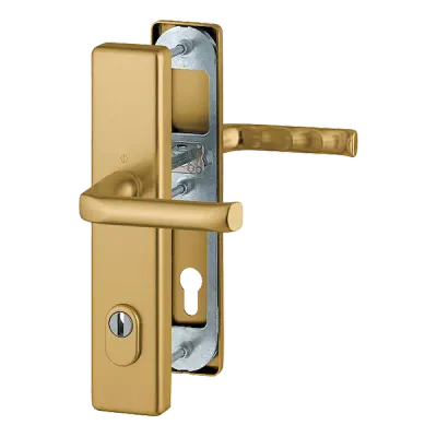 London - Komplet klamek z ochroną wkładki, ES2, kolor starego złota F4