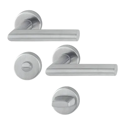 Amsterdam - Klamki ze stali nierdzewnej okrągłym szyldem do WC, F69