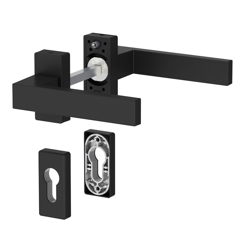 Dublin - Set of Handles + Set of Rosettes, Short Plate, Black