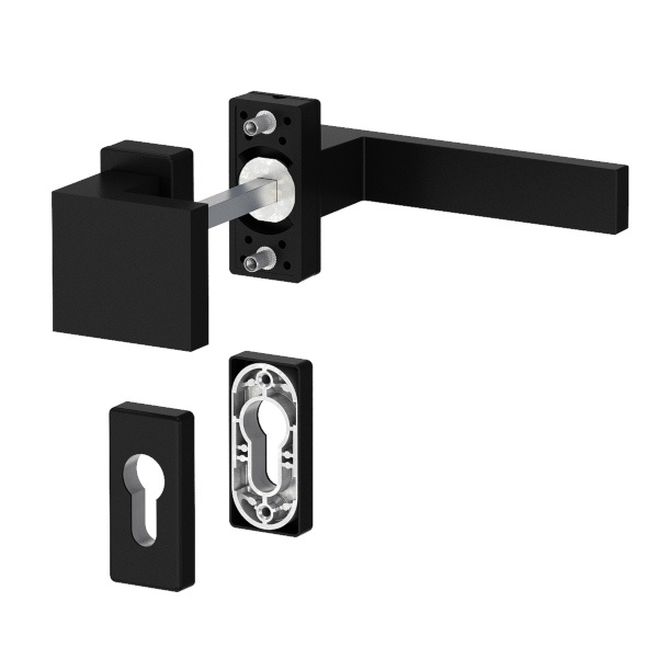 Dublin - Komplet pochwyt-klamka na krótkim szyldzie, kolor czarny mat