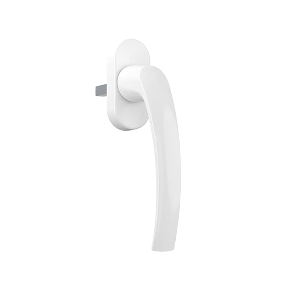 Mars - Aluminiowa klamka okienna z rozetą z tworzywa sztucznego