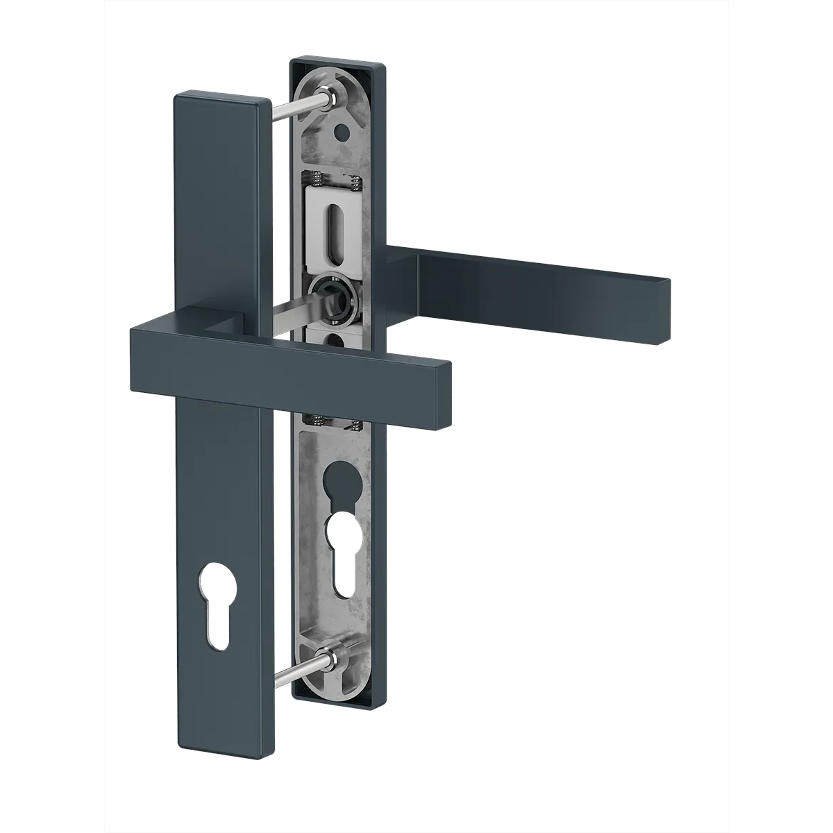 Dublin37 - Komplet klamek z aluminium na wąskim szyldzie 36 mm, kolor antracyt F7016