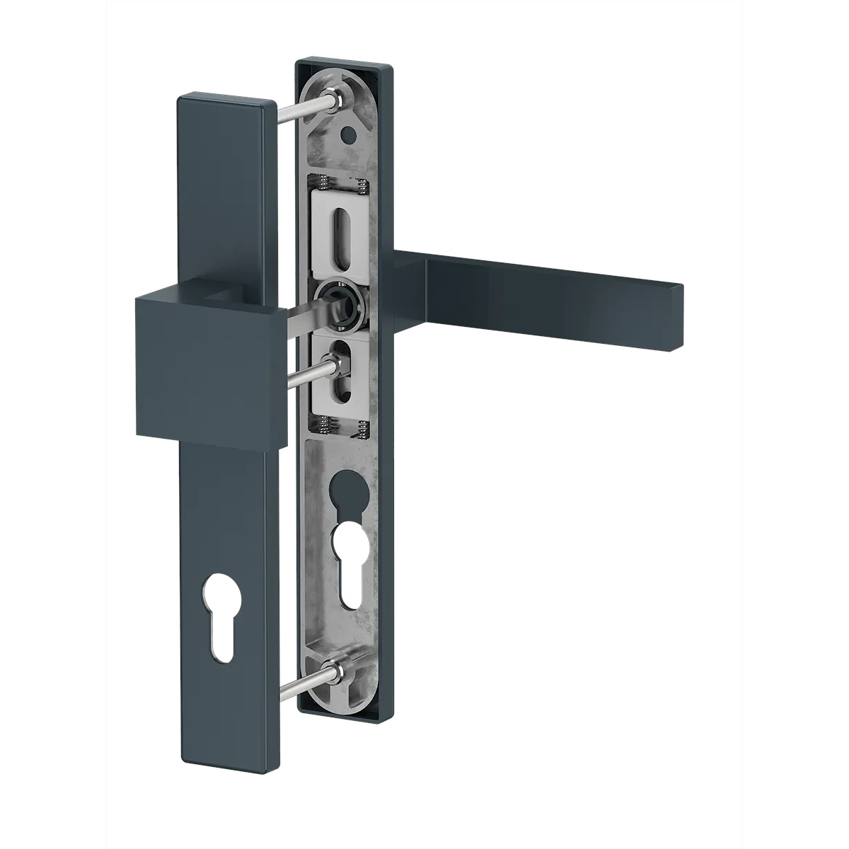 Dublin37 - Komplet pochwyt-klamka z aluminium na wąskim szyldzie 36 mm, kolor antracyt F7016