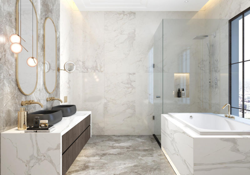 Elegant Chicago bathroom remodel with modern fixtures and tile work