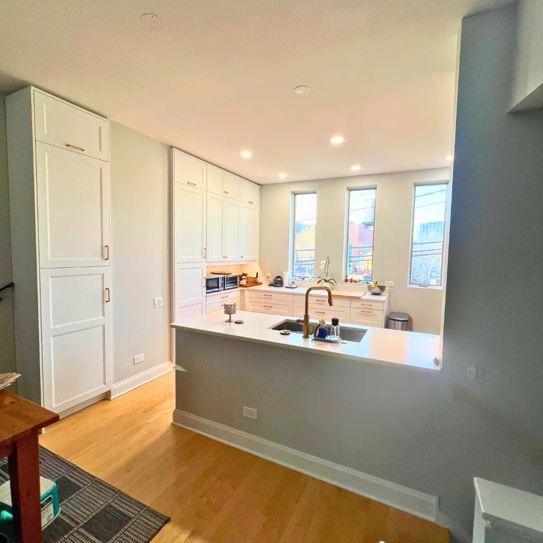 After: completely redesigned West Loop IKEA kitchen installation in Chicago townhouse