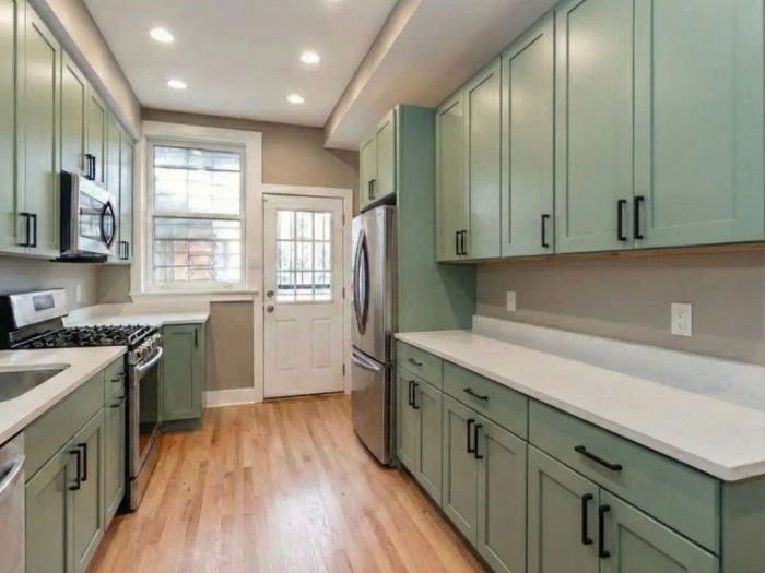 Modern Lakeview condo renovation with open concept kitchen and living area