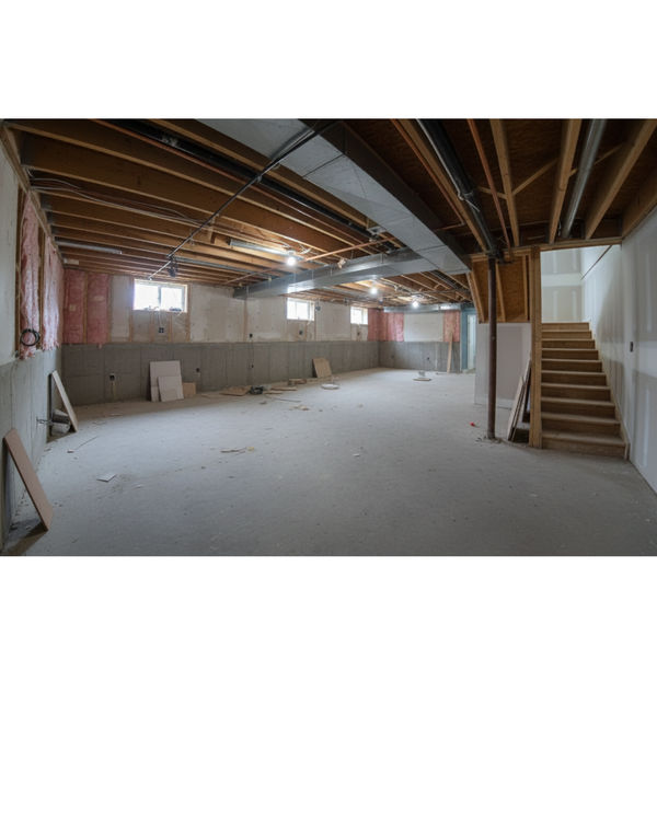 Unfinished Wicker Park basement before renovation
