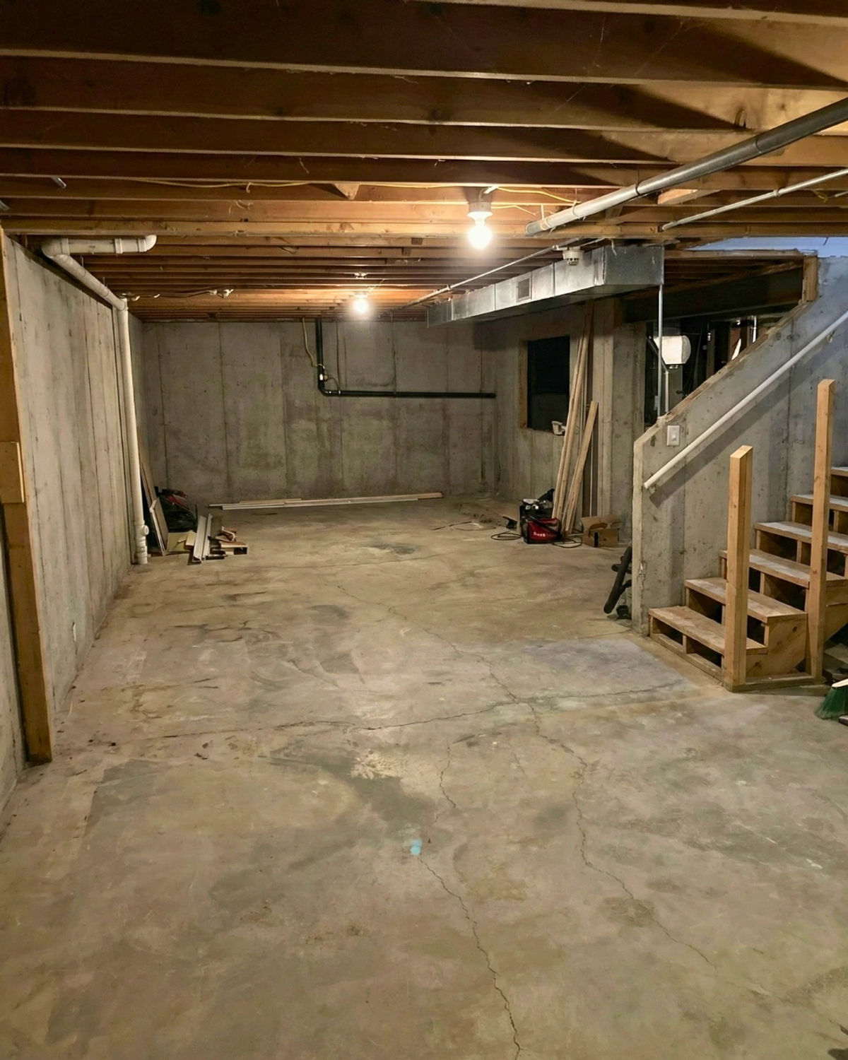 Lincoln Park basement before remodel -- unfinished Chicago basement
