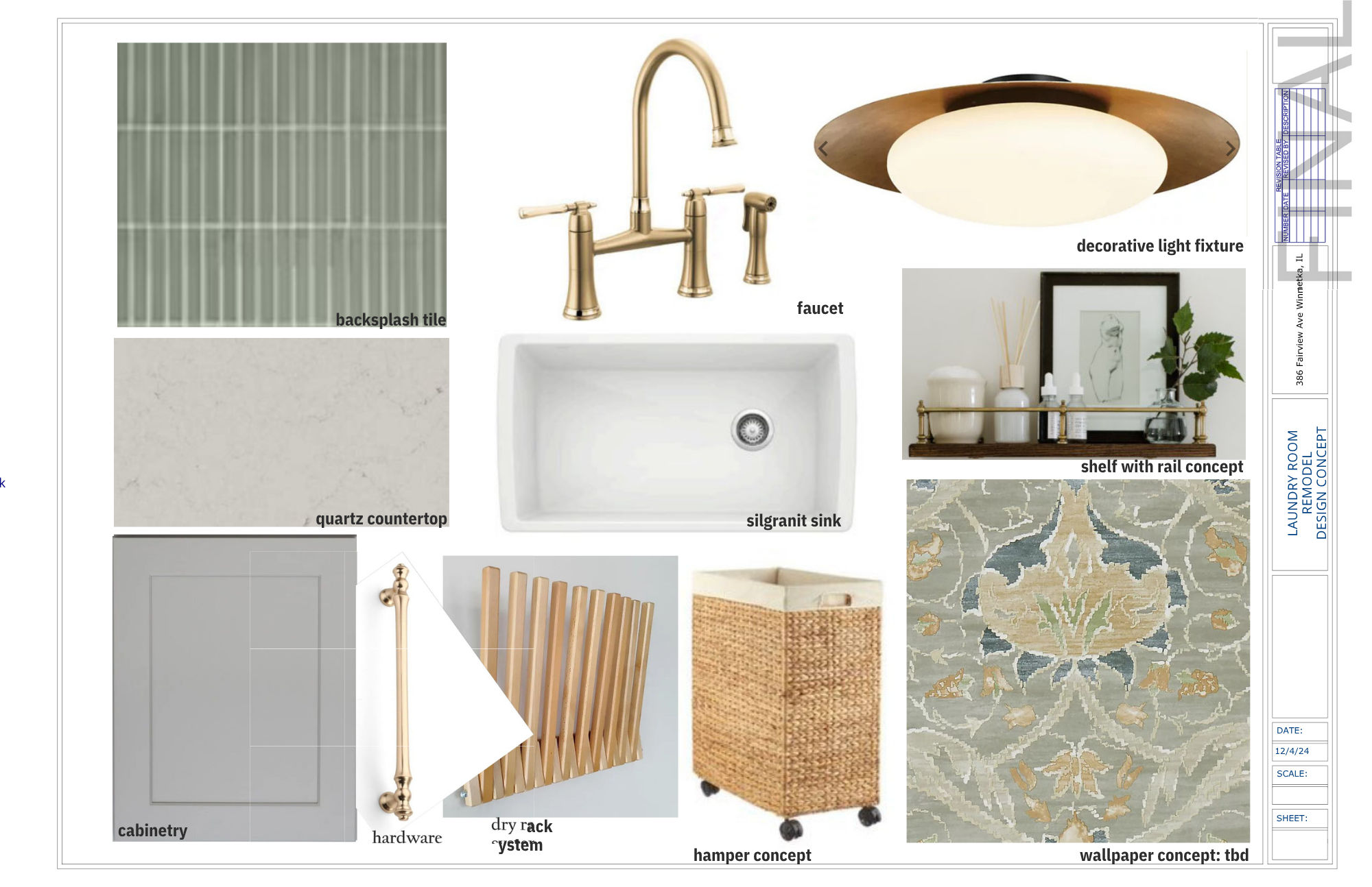 Basement renovation Winnetka - material and finish selections