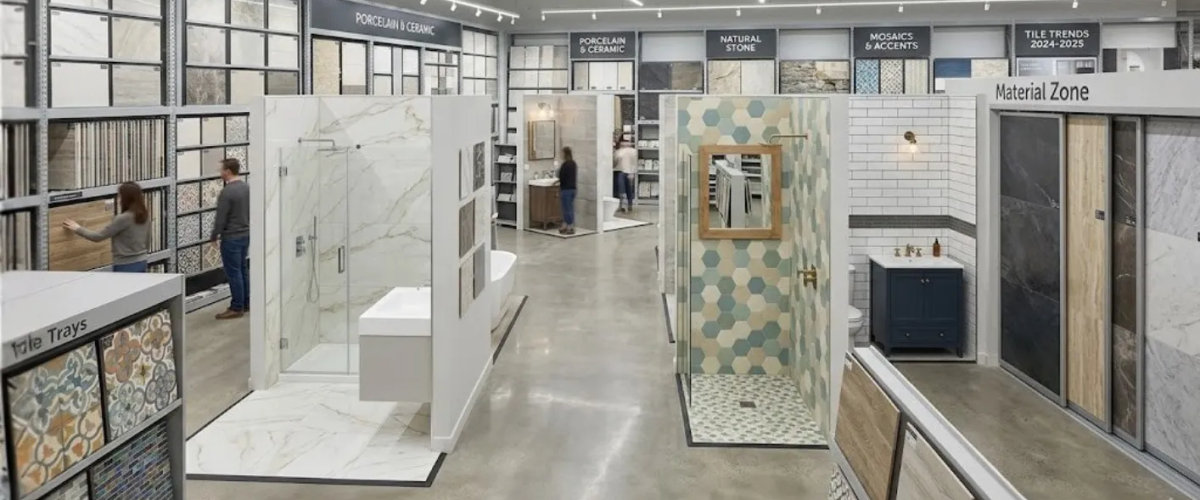 Best bathroom tile for Chicago remodels 2026 -- large-format porcelain, zellige, marble -- Assembly Squad Remodeling